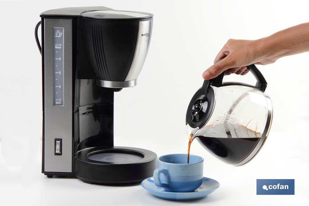 Cafetera Eléctrica por Goteo | Modelo Margot | Potencia 870W | Capacidad 10 Tazas | Capacidad 1,25 L | Diseño Fino y Elegante - Cofan